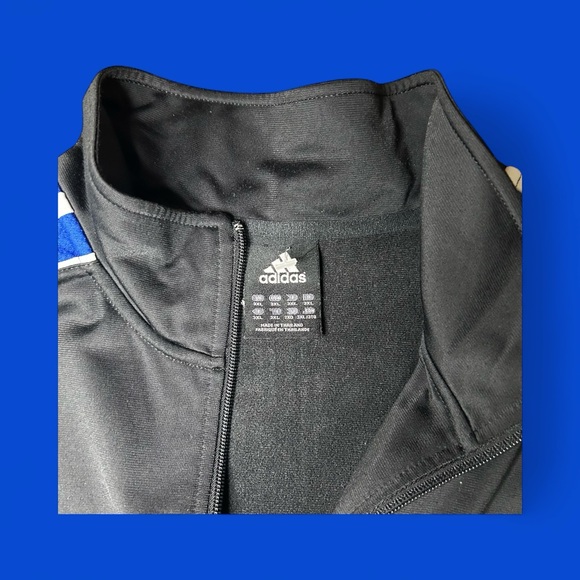Adidas Men's Black and Blue Zippered Short Sleeve Jacket - Picture 2 of 4